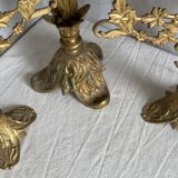 Set of 3 gilt metal candlesticks from the early 20th century.