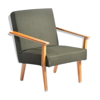 Amrchair In Upholstery & Beech, Czechoslovakia 1960s