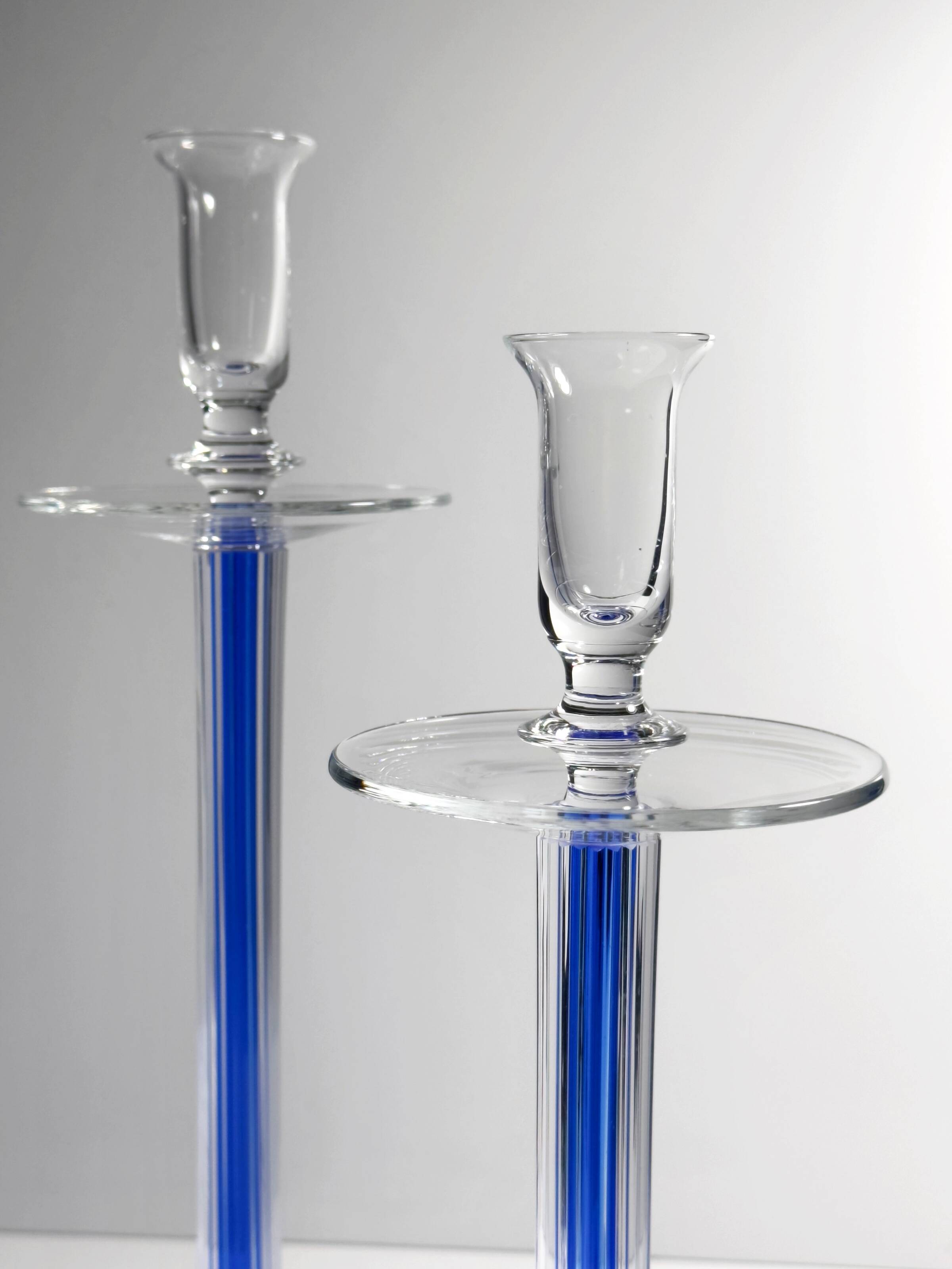 2 porte-bougies en verre IVV Italia - années 1980