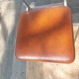 3 stainless steel tube chairs and faux leather, vintage