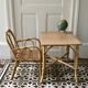 Vintage rattan desk and chair set for children