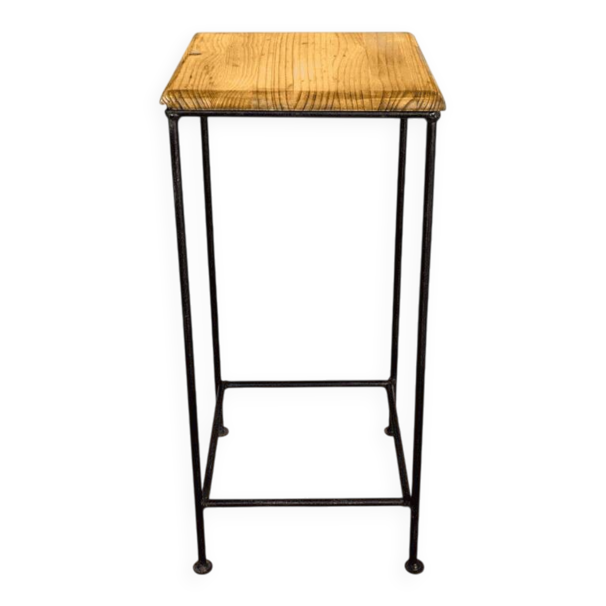 Industrial iron and wood side table