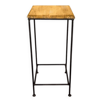 Industrial iron and wood side table