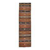 Brown & Red Striped Vintage Kilim Runner Rug, 79x299Cm