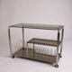 Vintage Space Age 1970s Coffee Table • Black Smoked Glass & Chrome • Magazine Rack