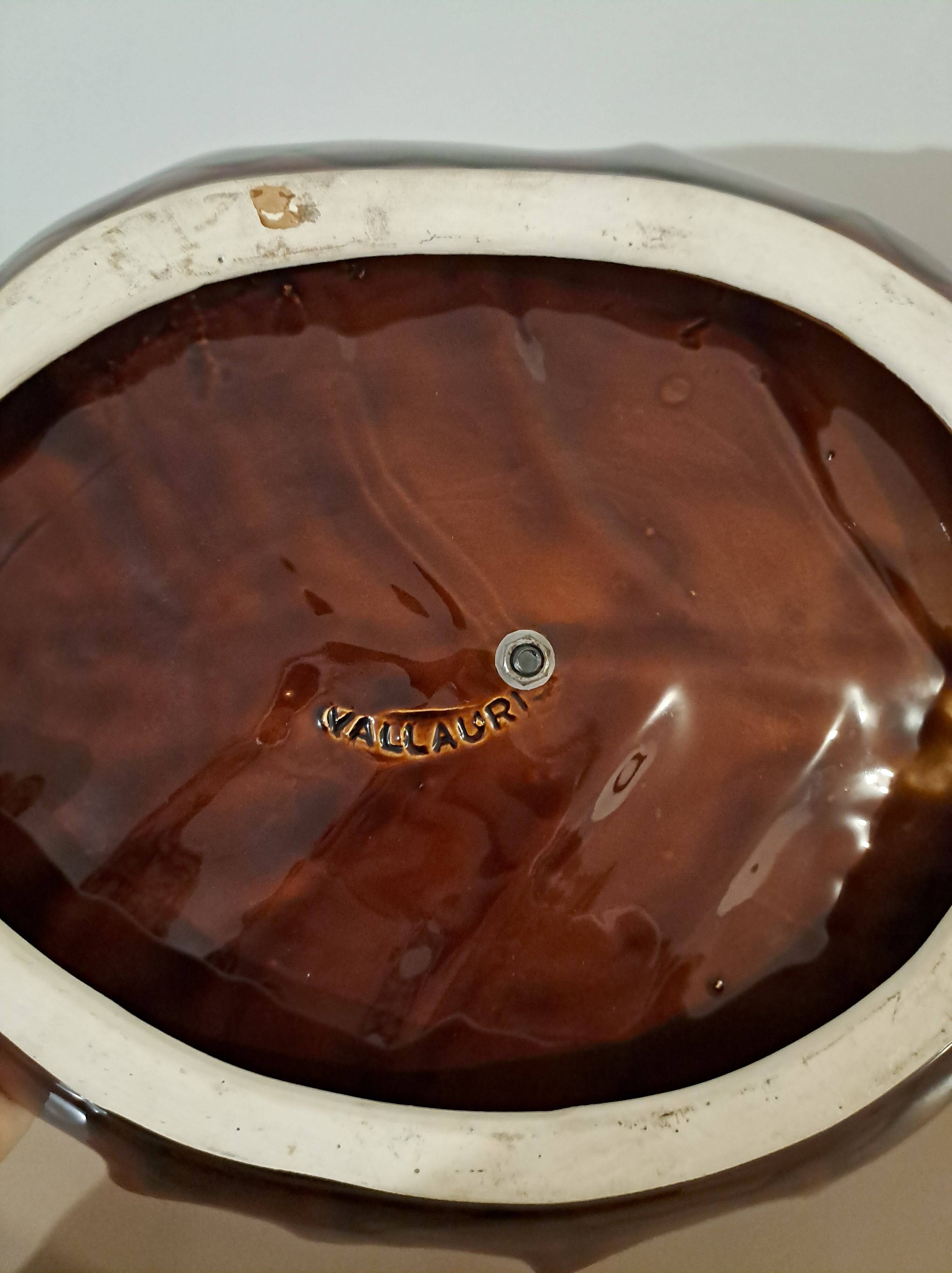 Vallauris glazed ceramic cheese board – leaf decor