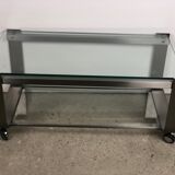 Table basse en aluminium chromé brossé vintage 1970