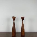Teak candlestick duo, 1960