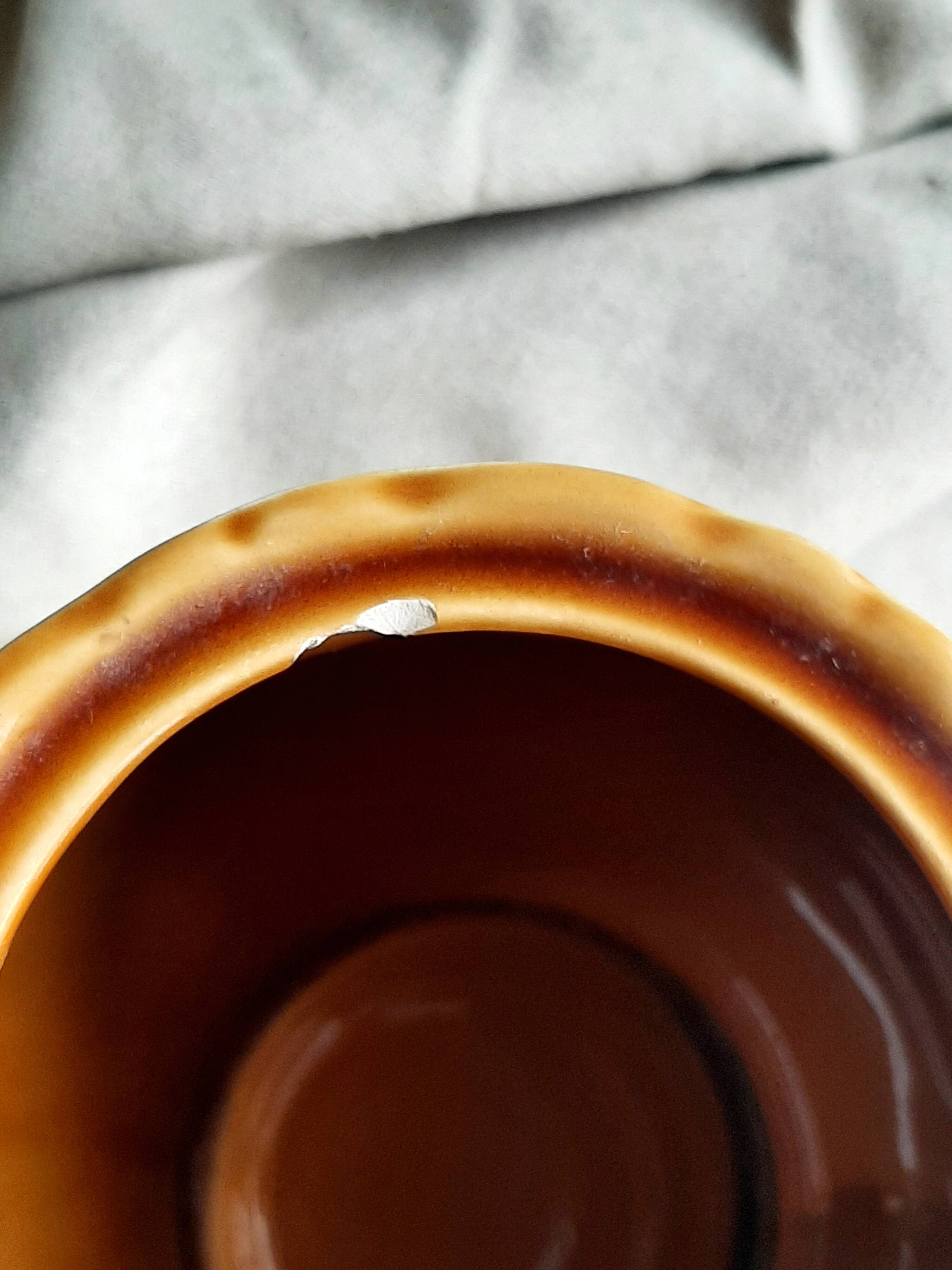 Vintage sugar bowl in Lunéville earthenware, terracotta colour.