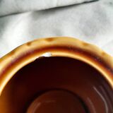 Vintage sugar bowl in Lunéville earthenware, terracotta colour.