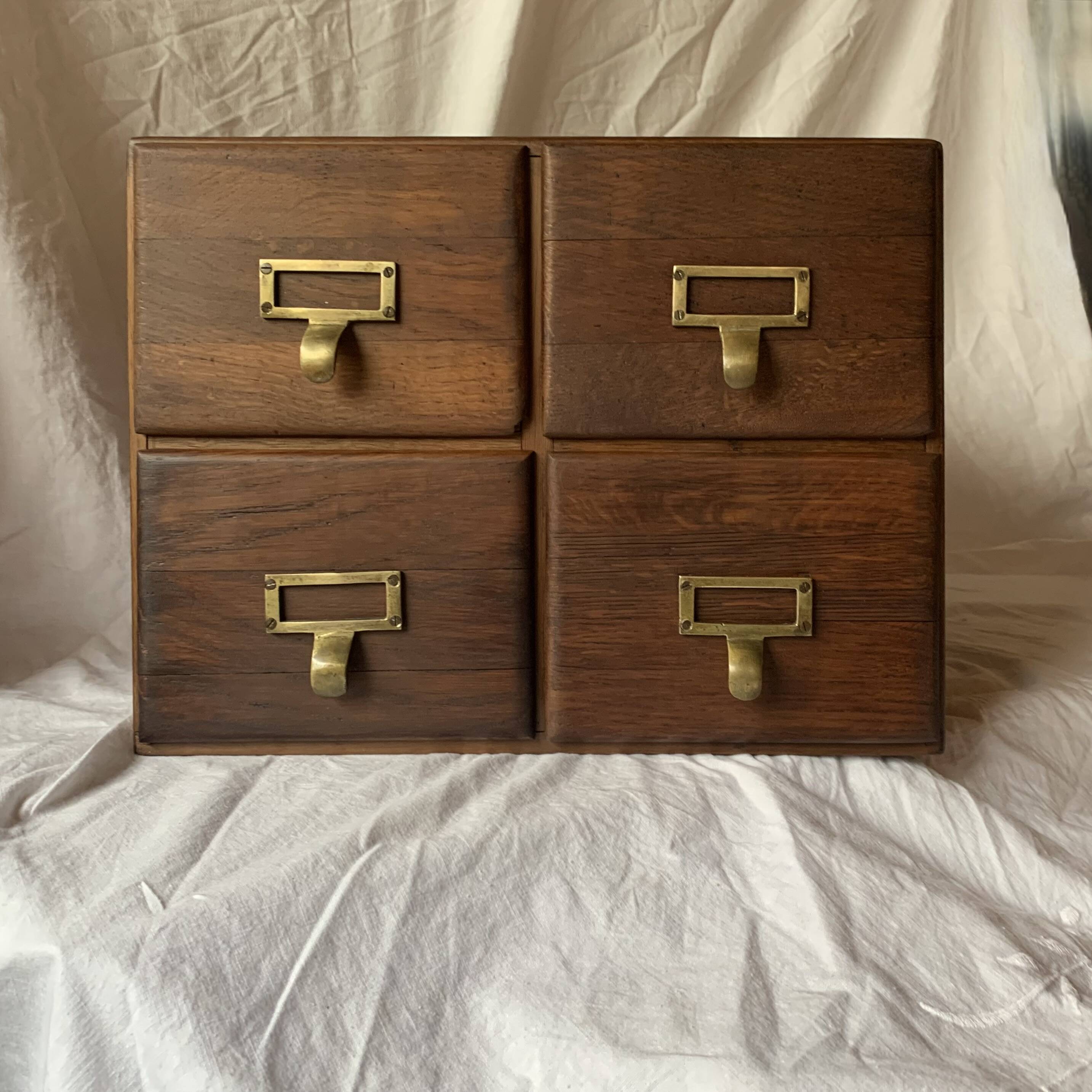 Old wooden desk cabinet - 4 drawers