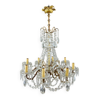 Crystal and gilt bronze chandelier, early 20th century