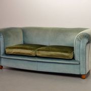 Chesterfield Duotone 2-Seat Sofa in Frosted Blue & Green Velvet 1950s