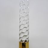 Pair of large candlesticks, Restoration style in brass, black marble, glass. 19th century