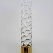 Pair of large candlesticks, Restoration style in brass, black marble, glass. 19th century