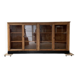 Enfilade de métier en chêne avec portes vitrées