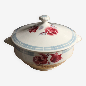 Art Deco soup tureen red blue Troyes Digoin Sarreguemines
