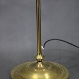 1940s Restored Brass Floor Lamp with  Glass Shade