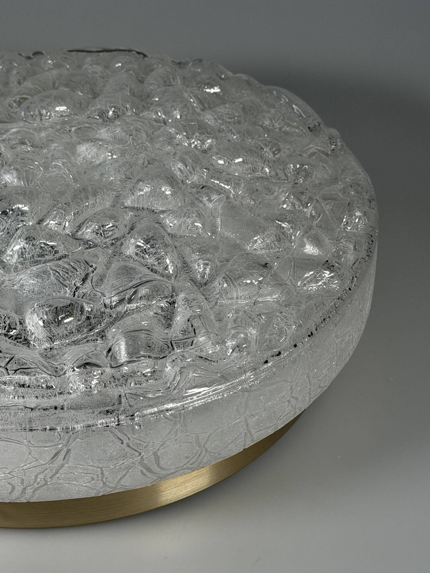 1960s 1970s Ceiling Lamp Ice Glass Doria Germany Space Age Design