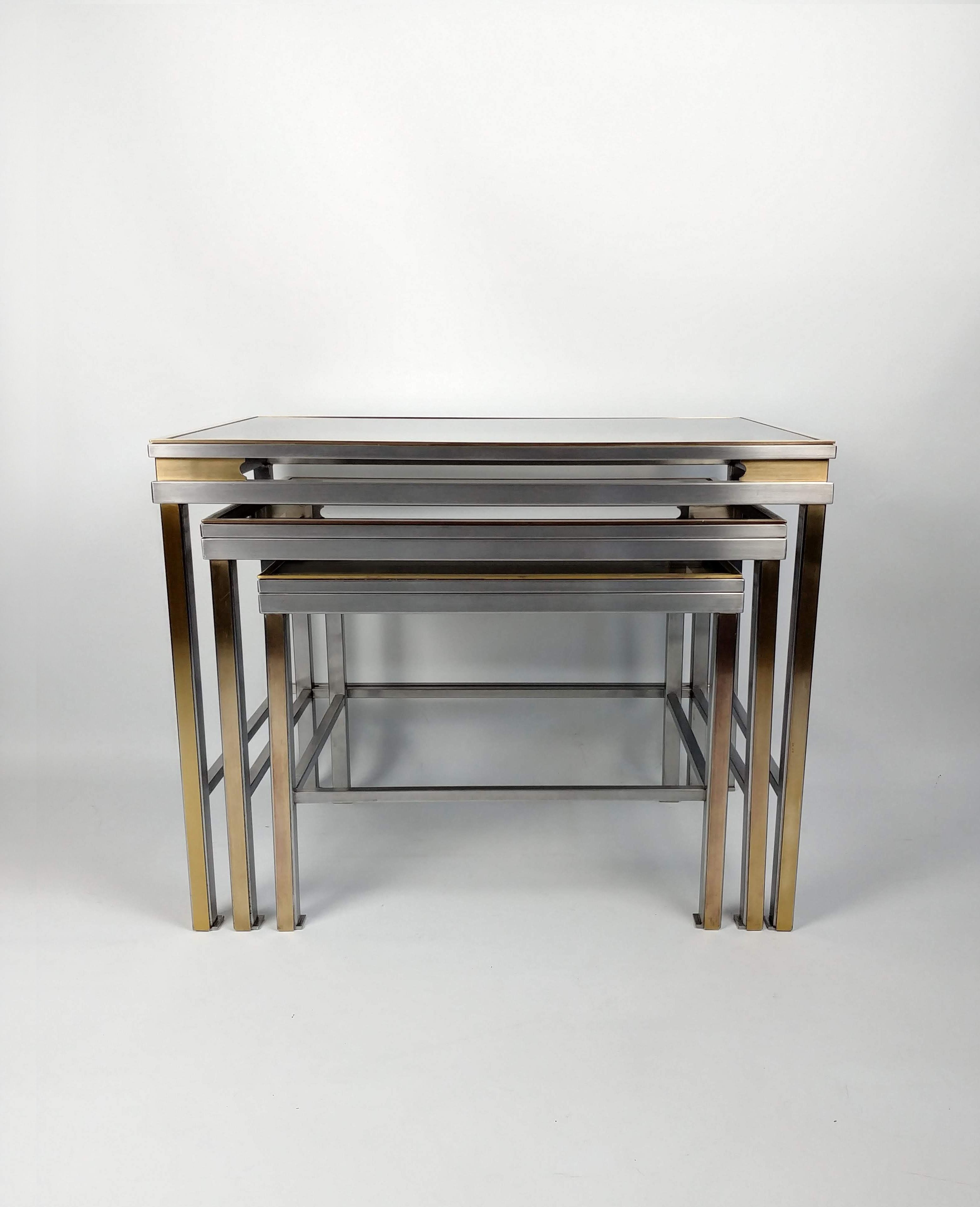 Guy Lefèvre for Maison Jansen, suite of 3 nesting tables, 1970s