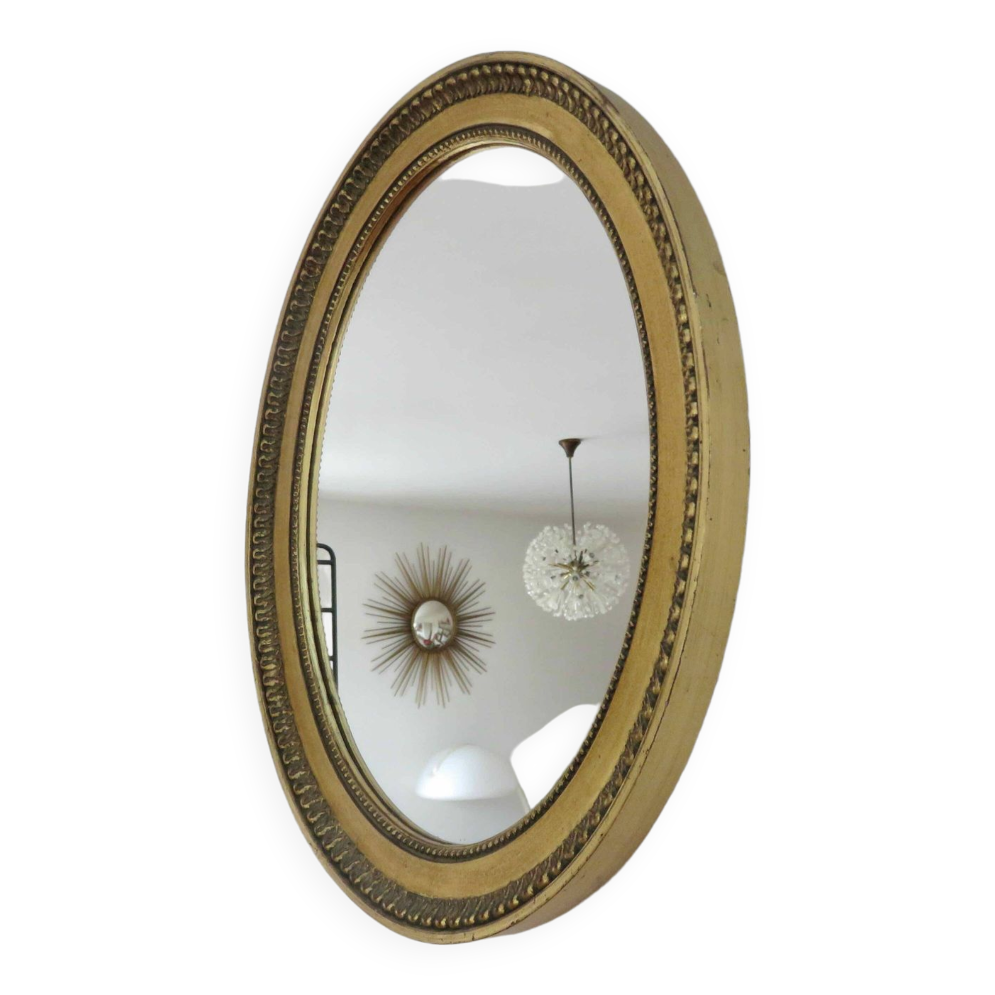 Louis Philippe oval gold wall mirror, 1950s
