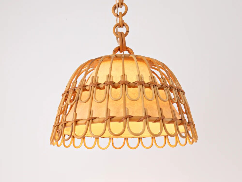 Mid-century Spanish rattan pendant lamp