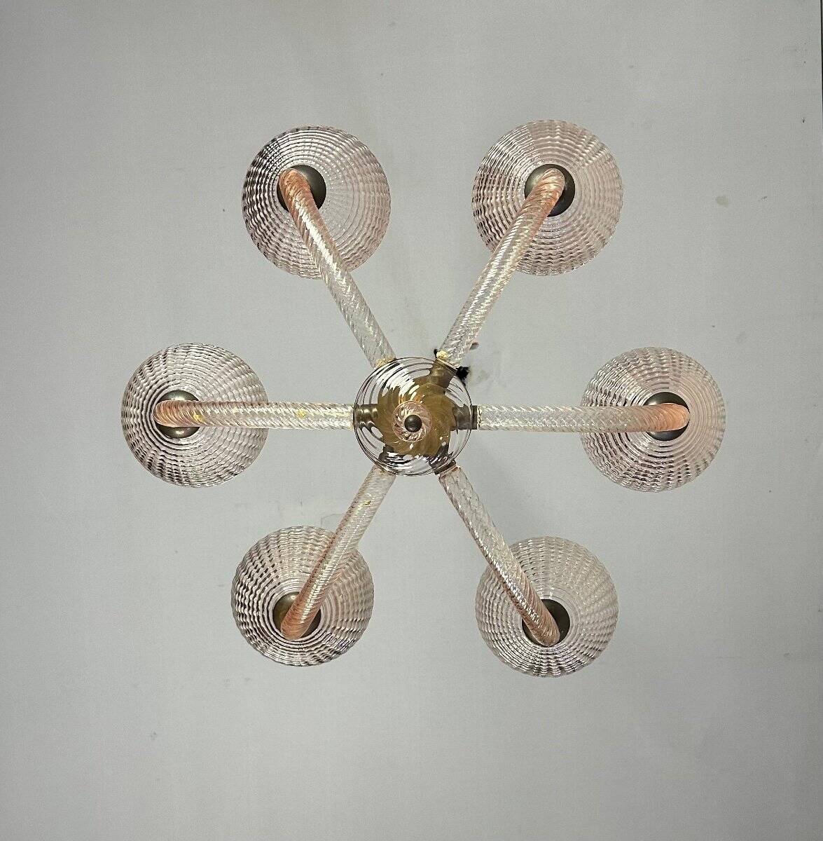 Lustre vénitien en verre de Murano rose vers 1930
