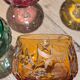 Set of 4 vintage coloured cut crystal wine glasses