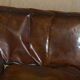 Restored leather mid-century modern low sofa
