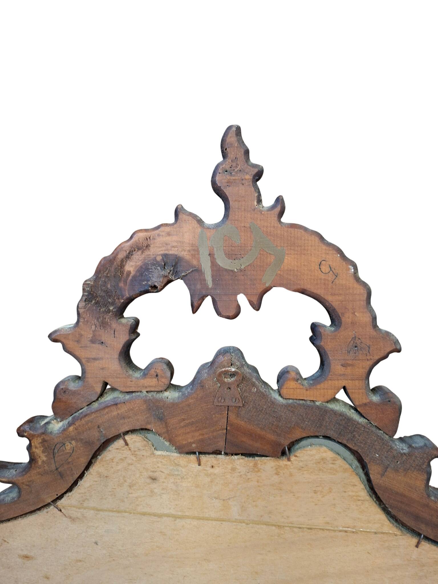 Specchio Antico Originale 1870 In Noce Massello Intagliato Stile Rococò