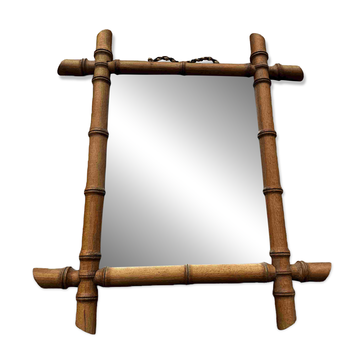Antique mirror from the 1920s-1930s in bamboo H 49 cm / W 42 cm