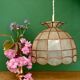 Suspension abat-jour vintage en nacre et laiton