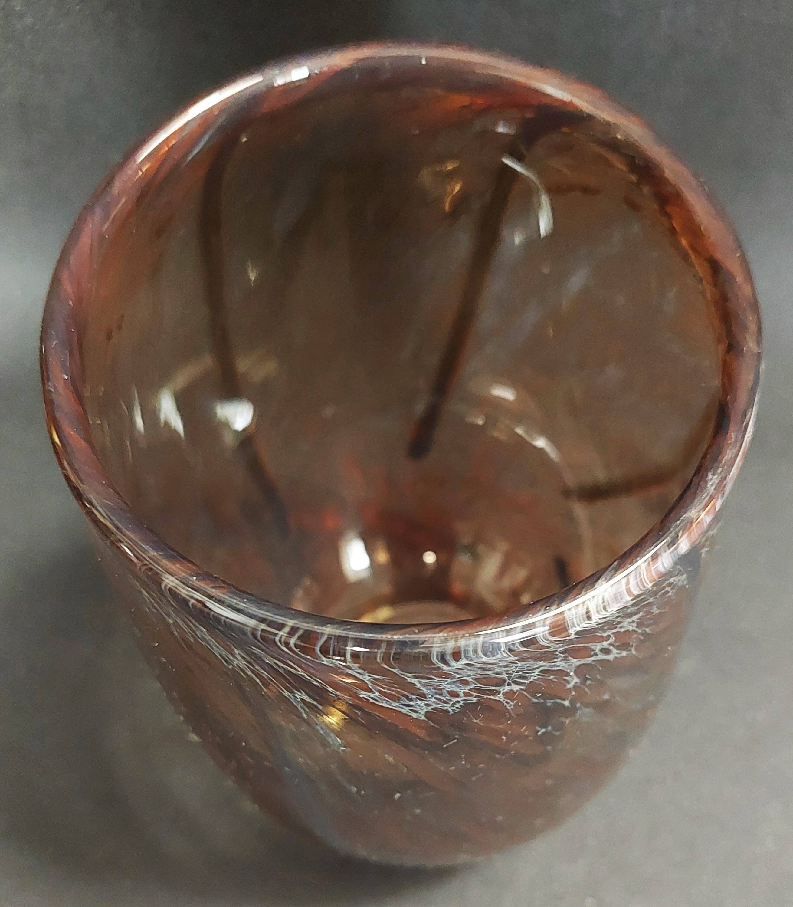 Vase vintage verre signé Jean-Marie Bizet daté novembre 1982