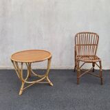 Vintage rattan roundtable