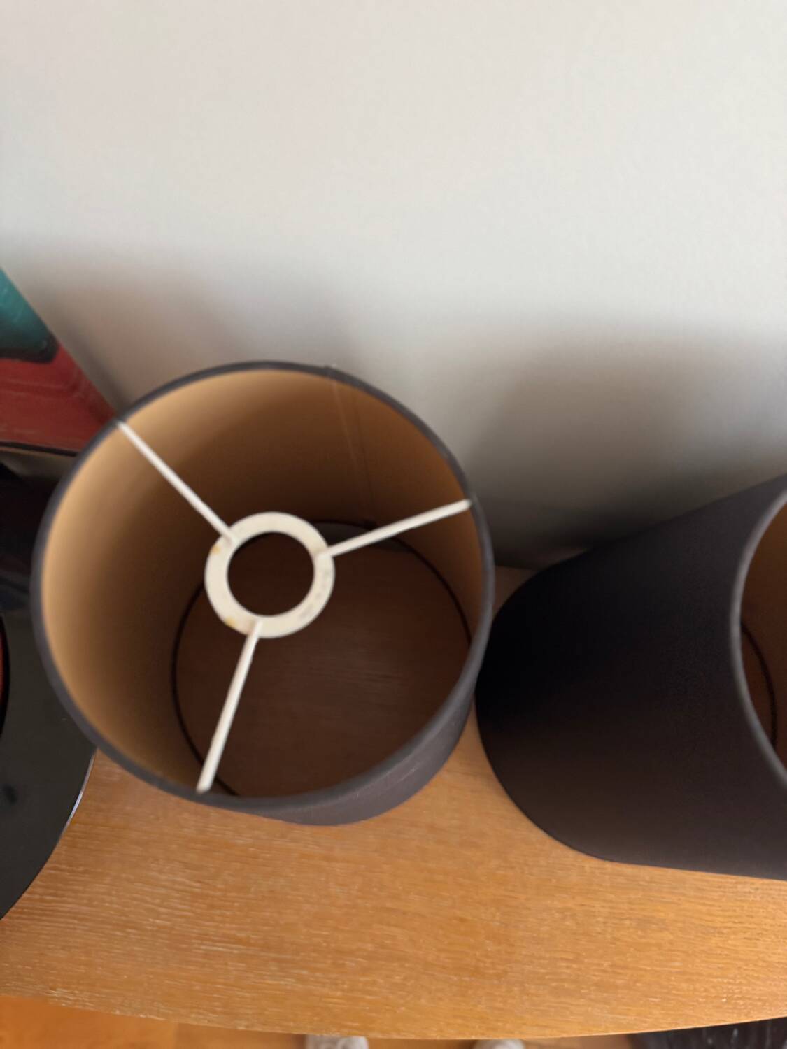 Set of 4 fabric cone lampshades – black and beige