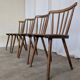 Ensemble de 4 chaises de salle à manger Windsor vintage : en bois des années 50 / STOL Kamnik