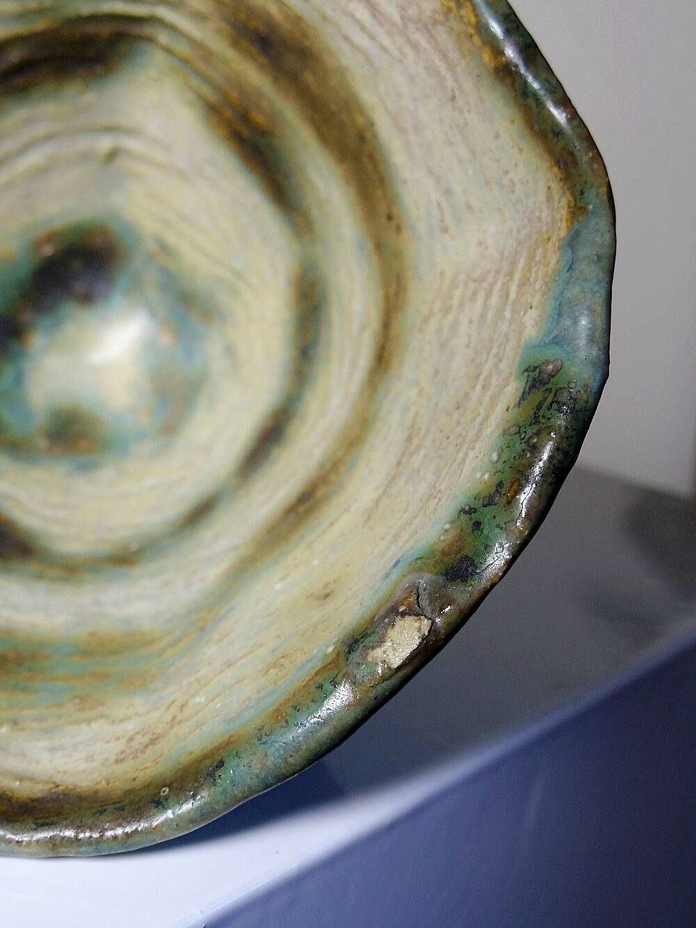 Pair of mismatched vintage "Wabi-Sabi" handcrafted ceramic/stoneware bowls