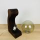 Brutalist lamp Temde Leuchten 1970s pine and glass globe