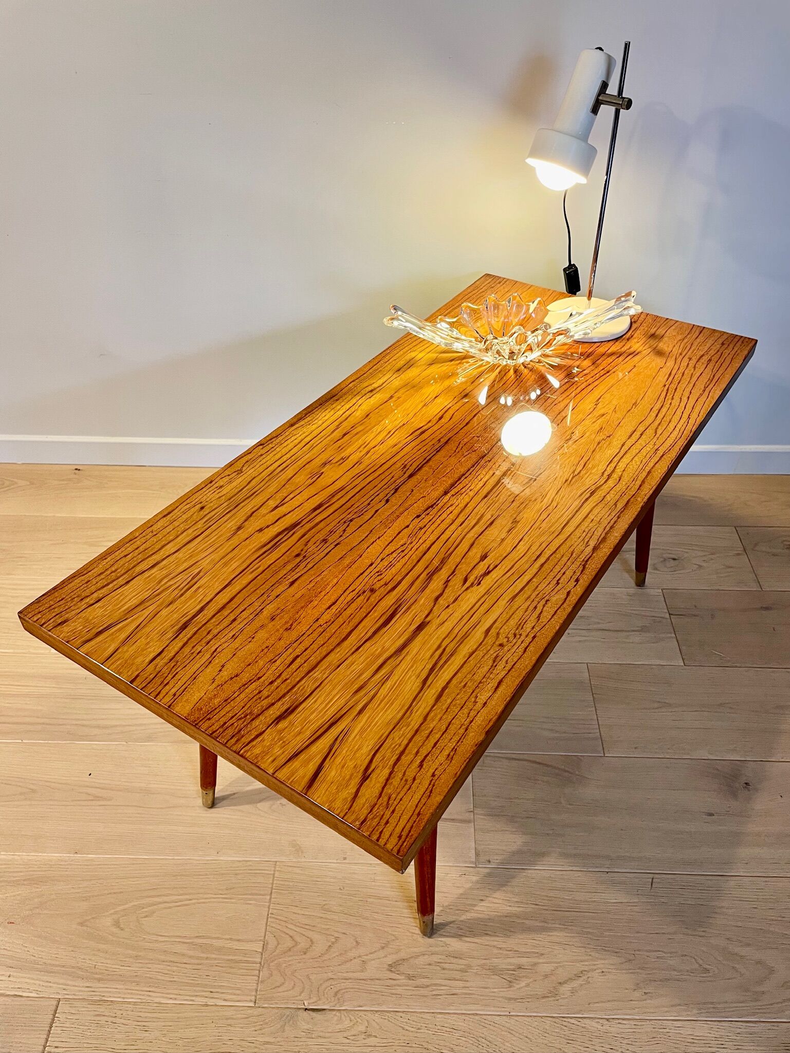 Varnished wood coffee table
