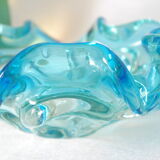 Empty pocket corolla in vintage azure blue Murano glass