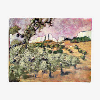 Oil painting on canvas landscape of Provence