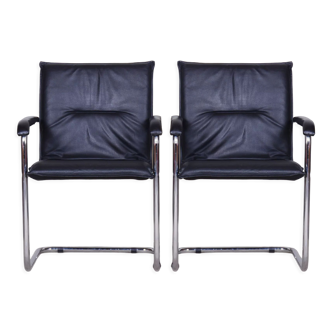 Pair of Black Bauhaus Chairs, Artificial Leather, 1970s, Germany