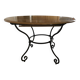 Extendable table in solid oak with wrought iron legs.