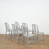 Ensemble de 6 chaises en aluminium bleu marine Emeco/Metwood