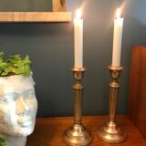 Pair of old brass candlesticks