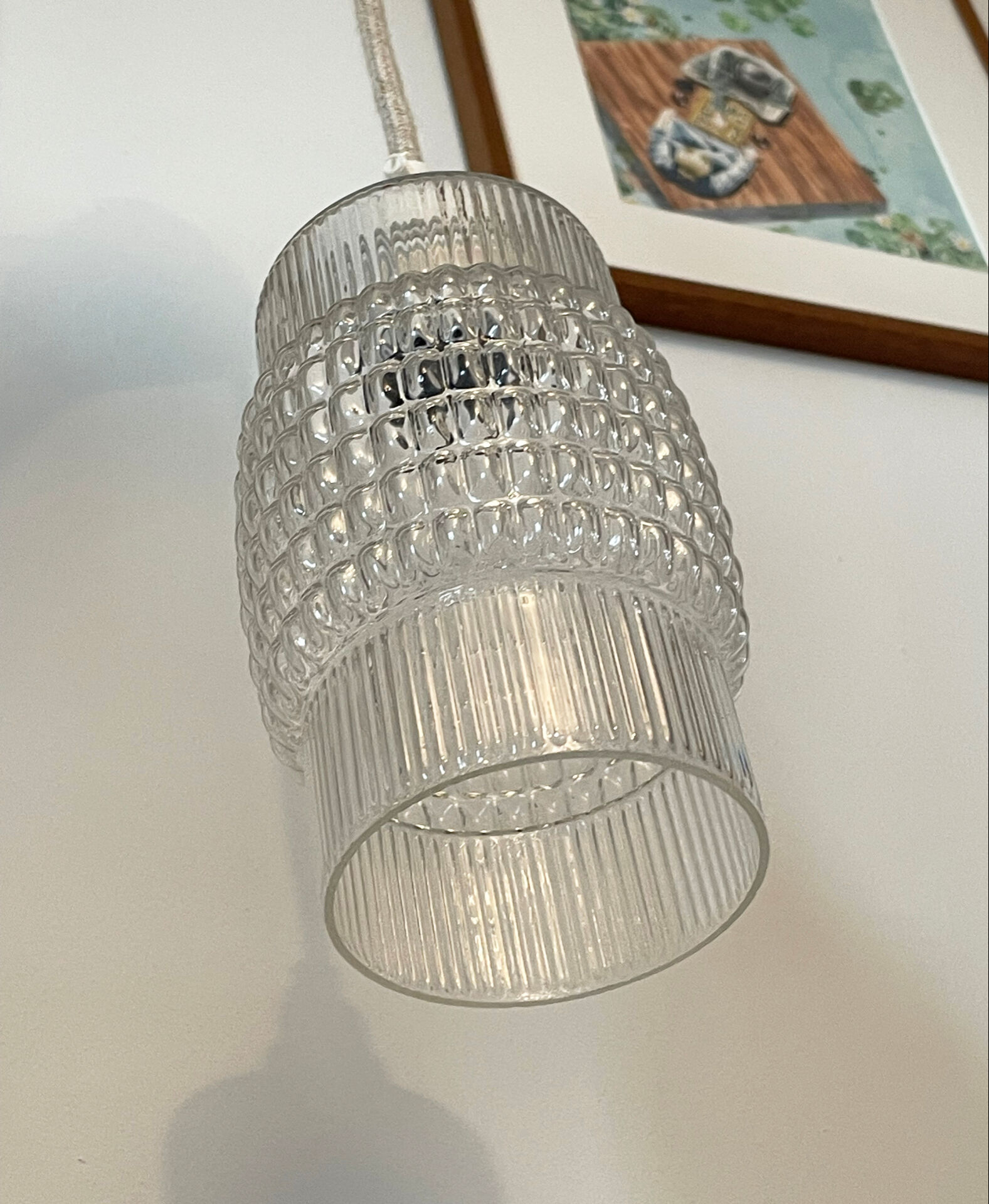 Set of 3 Refurbished Textured Glass Pendant Lights 1970s – Mid-Century