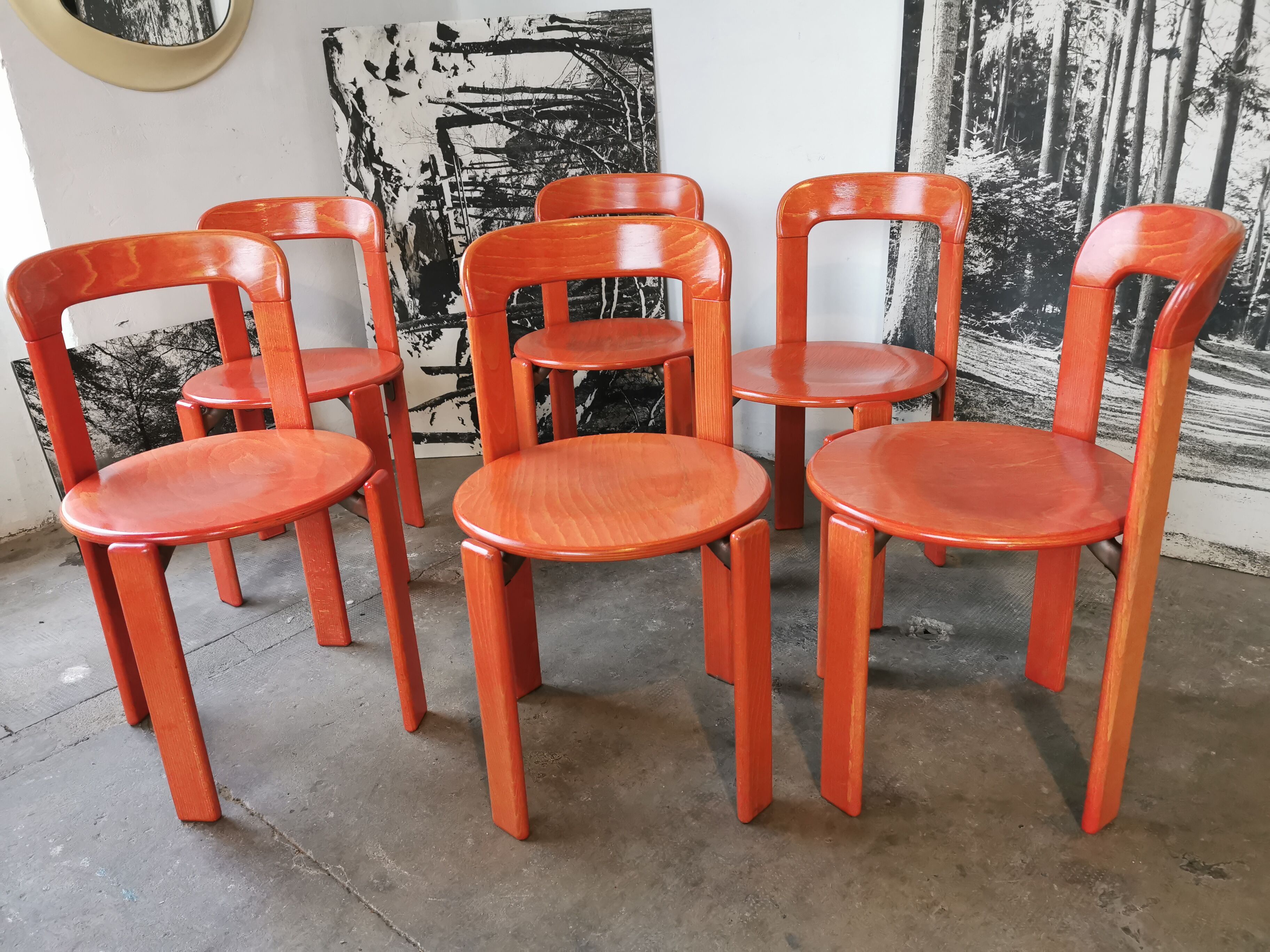 Set of 6 rey chairs by bruno rey for kusch and co