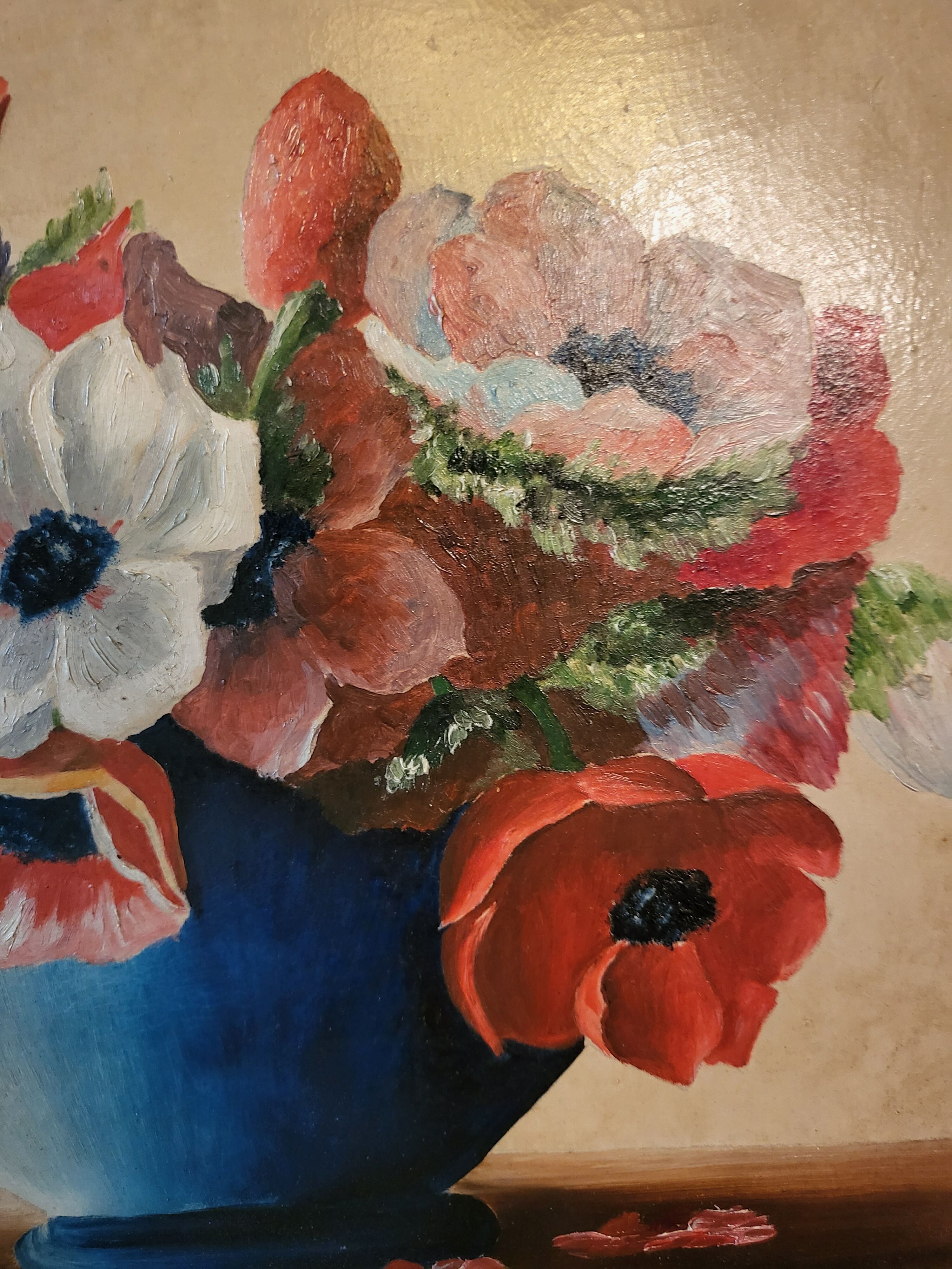 Oil on panel "Anemones"