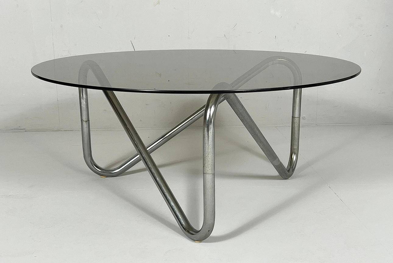 French tubular steel coffee table, 1970s.