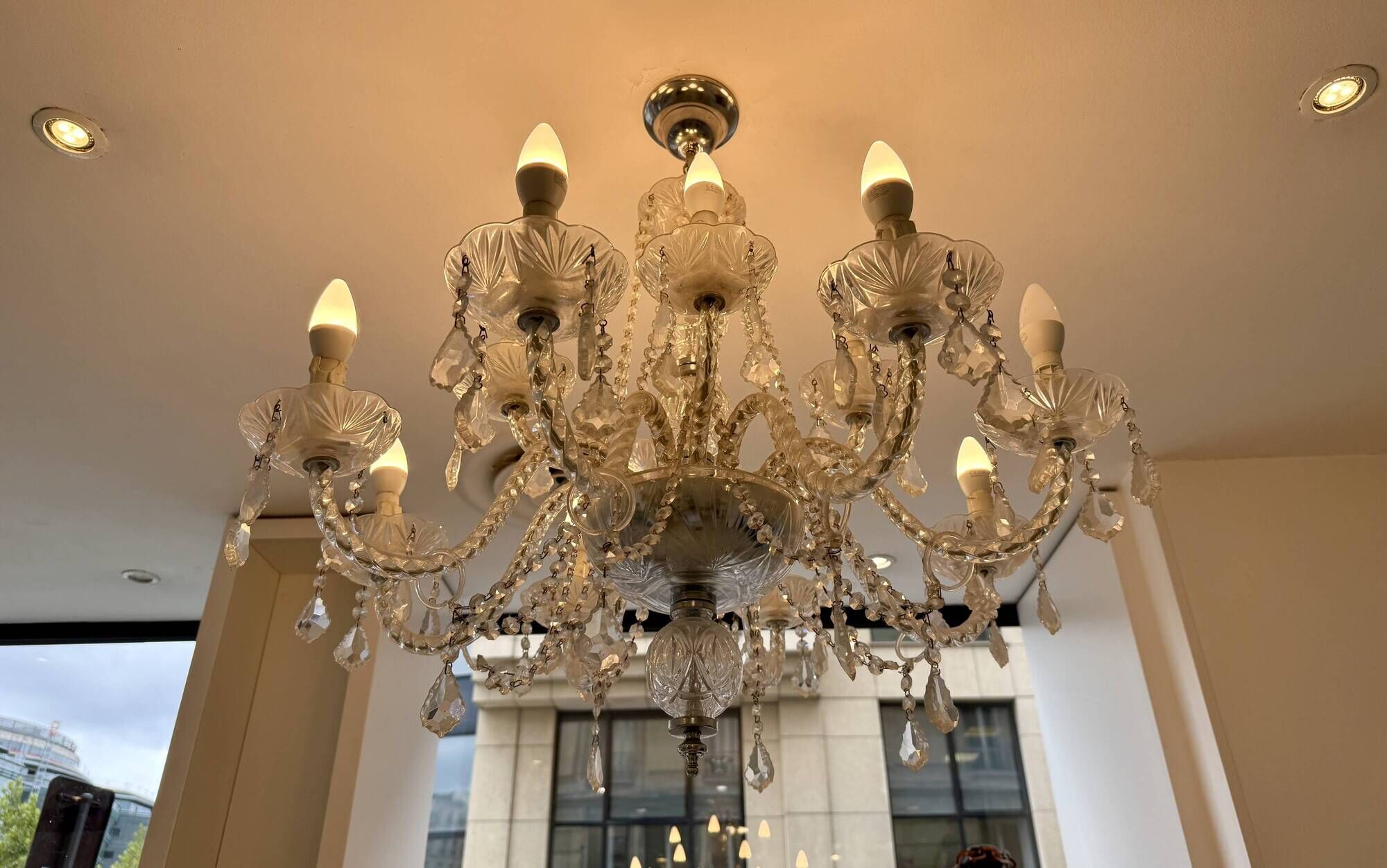 Glass chandelier with garlands, rococo style, 10 lights